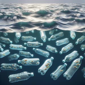 Unique Mini Ecosystems: Fish in Plastic Bottles Floating in Sea