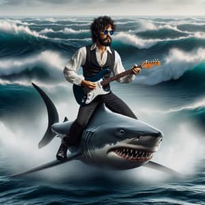 Man Riding Shark with Guitar in Ocean | Epic Adventure Scene