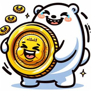 Polar Bear Meme Coin Character Art | Whimsical Cartoon Style