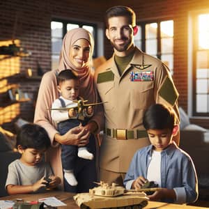 Proud Middle-Eastern Military Veteran with Diverse Family