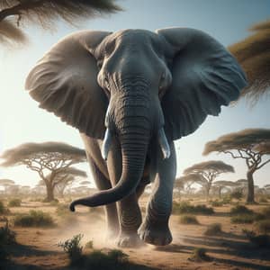 Majestic African Elephant in Natural Savanna Habitat