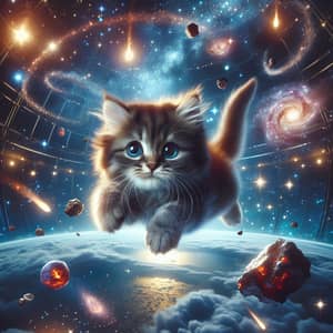 Space-Themed Cat in Stardust-Filled Universe
