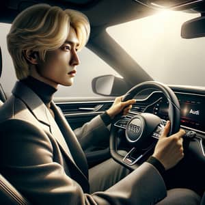 Blonde Korean Driver in Luxurious Audi Vehicle