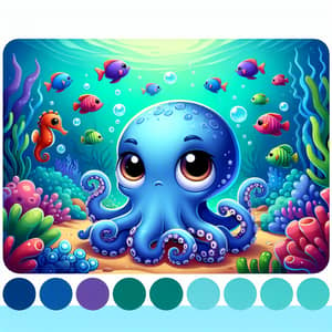 Cartoon Angry Octopus in Ocean for Kids