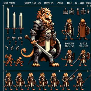D&D Lion Humanoid Pixel Art Sprite Sheet - RPG Character Frames