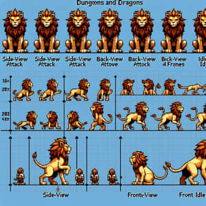 Dungeons and Dragons Lion Humanoid Sprite Sheet Pixel Art