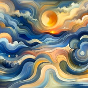 Abstract Relaxation | Tranquil Waves & Warm Sun | Serene Concept