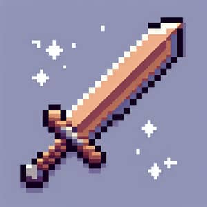 Pixel Art Wooden Sword for Video Game
