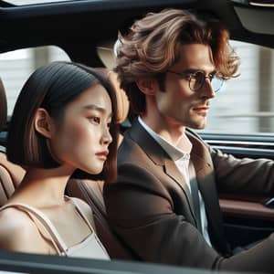 Stylish Asian Girl in BMW Car | European Man Driving