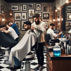 Men's Barbershop with Retro-Themed Interior