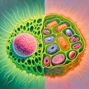 Joyous Plant Cell and Serene Animal Cell - Biological Illustration