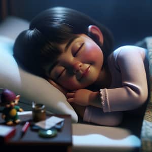 Mischievous Dreams: Sleeping Girl with Playful Expressions
