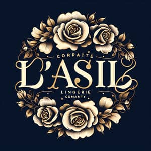 L'Asil Lingerie Company Logo - Elegant Roses & Golden Typography