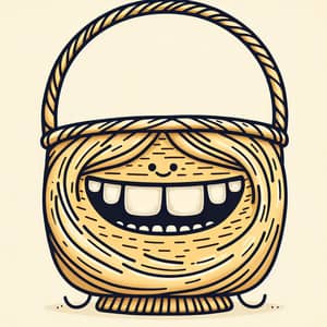 Unique Smiling Basket with Long Teeth and Blond Hair
