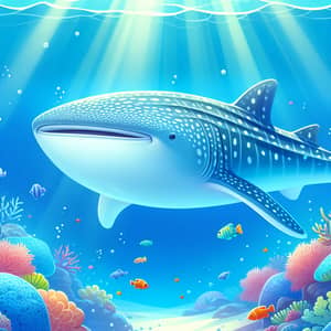 Cartoon Whale Shark Illustration - Vibrant Coral Reef Scene