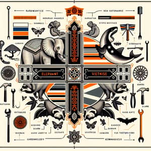 Family Crest Design: Elephant, Raccoon, Shark, Bat & Hardware Tools