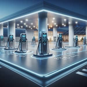 Futuristic Petrol Station with EV Charging for Energy Age