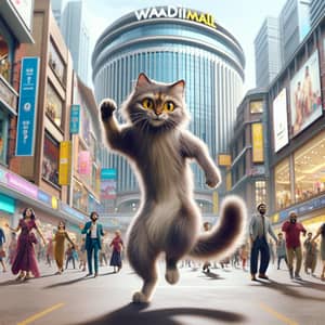 Playful Cat Dancing in Waadimall Street - Urban Charm Captured