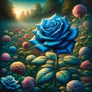 Captivating Blue Rose and Garden Scene