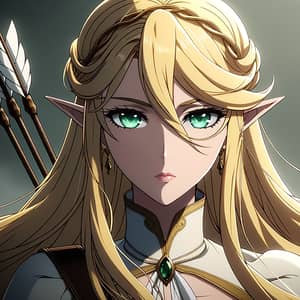 Elegant Elven Archer with Golden Hair and Emerald Eyes