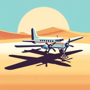 Clip Art of Plane Emergency Landing in Sahara Desert