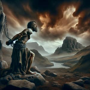 Prometheus Chained to Rock - Mythological Figure in Agony