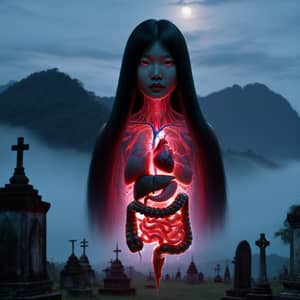 Twilight Nocturnal Female Spirit: Red Aura Asian Ghost