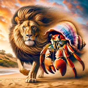 Lion and Hermit Crab Fusion: Majesty Meets Mystery