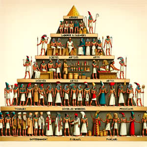 Egyptian Society Structure: Pyramid Model Depiction