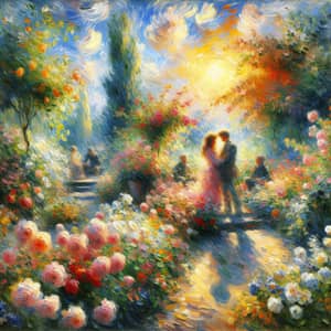 Romantic Moment in Beautiful Garden - Impressionist Art