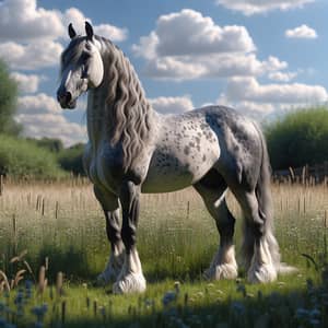 Majestic Dappled-Grey Andalusian Horse in Serene Afternoon