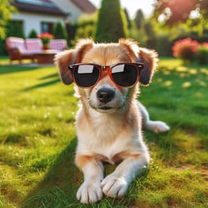 Playful Dog With Stylish Sunglasses on Sunny Summer Day