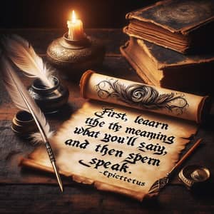 Ancient Parchment Scroll with Inspirational Quote | Epictetus