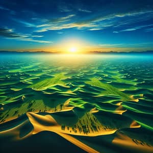 Vibrant Green Desert at Sunrise | Unique Landscape View