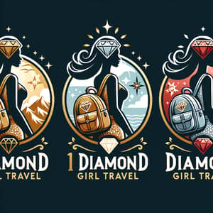 1 Diamond Girl Travel: Gold, Silver & Red Logo Designs