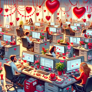 Valentine's Day Celebration in a Tech Company Office