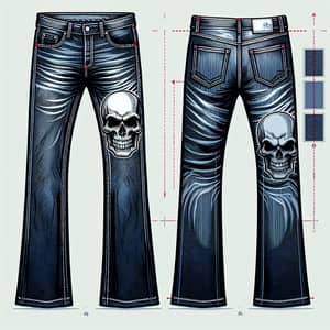 Unique Skull Design Bootcut Pants | Top-Tier Jeans