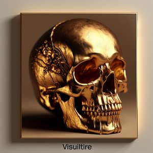 Gilded Skull Sculpture: Intricately Crafted Artwork