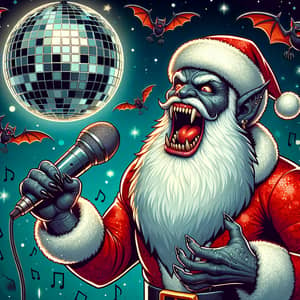 Vampire Santa Karaoke: Gleaming Disco Lights & Flying Bats