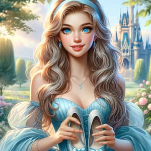 Enchanting Cinderella in Blue Gown | Magical Fairy Tale Scene