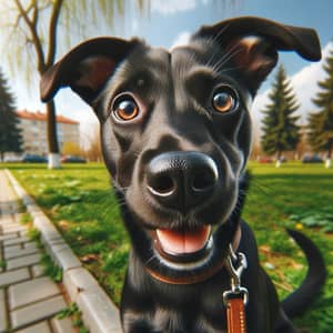 Glossy Black Medium-Sized Dog Enjoying Park Playtime
