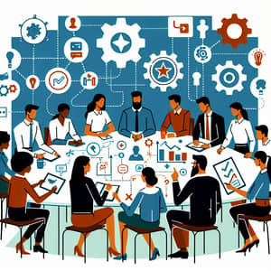Modern Organizational Leadership Illustration | Diverse Team Collaboration