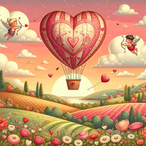 Valentine's Day Heart-Shaped Hot Air Balloon Clipart