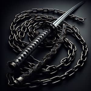 Katana Sword Entwined in Intricate Iron Chains