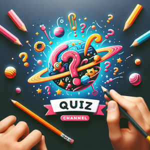 Whimsical Quiz Channel Logo | Playful Design with Orbiting Question Marks