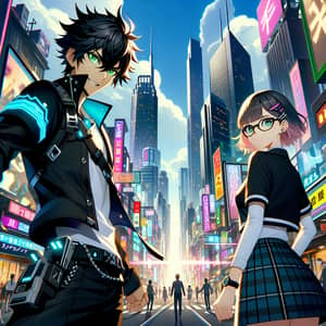 Exciting Anime Adventure in a Futuristic Cityscape