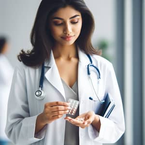 Female Doctor Explaining Medication in Professional Medical Setting