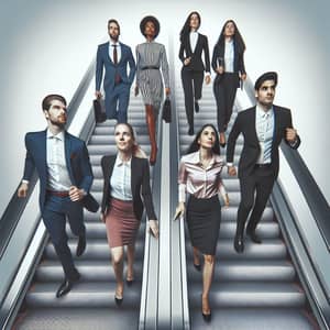 Diverse Business Professionals Defying Gravity | Keep Moving Forward
