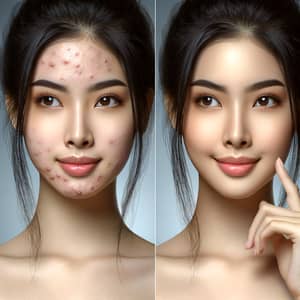 Asian Woman Acne Transformation Photos | Clear Skin Before After