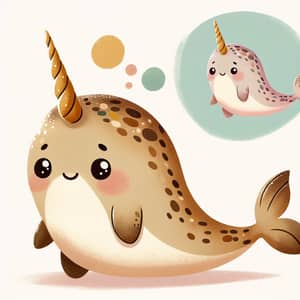 Charming Cartoon Narwhal for Children's Storybooks – Nordic Design